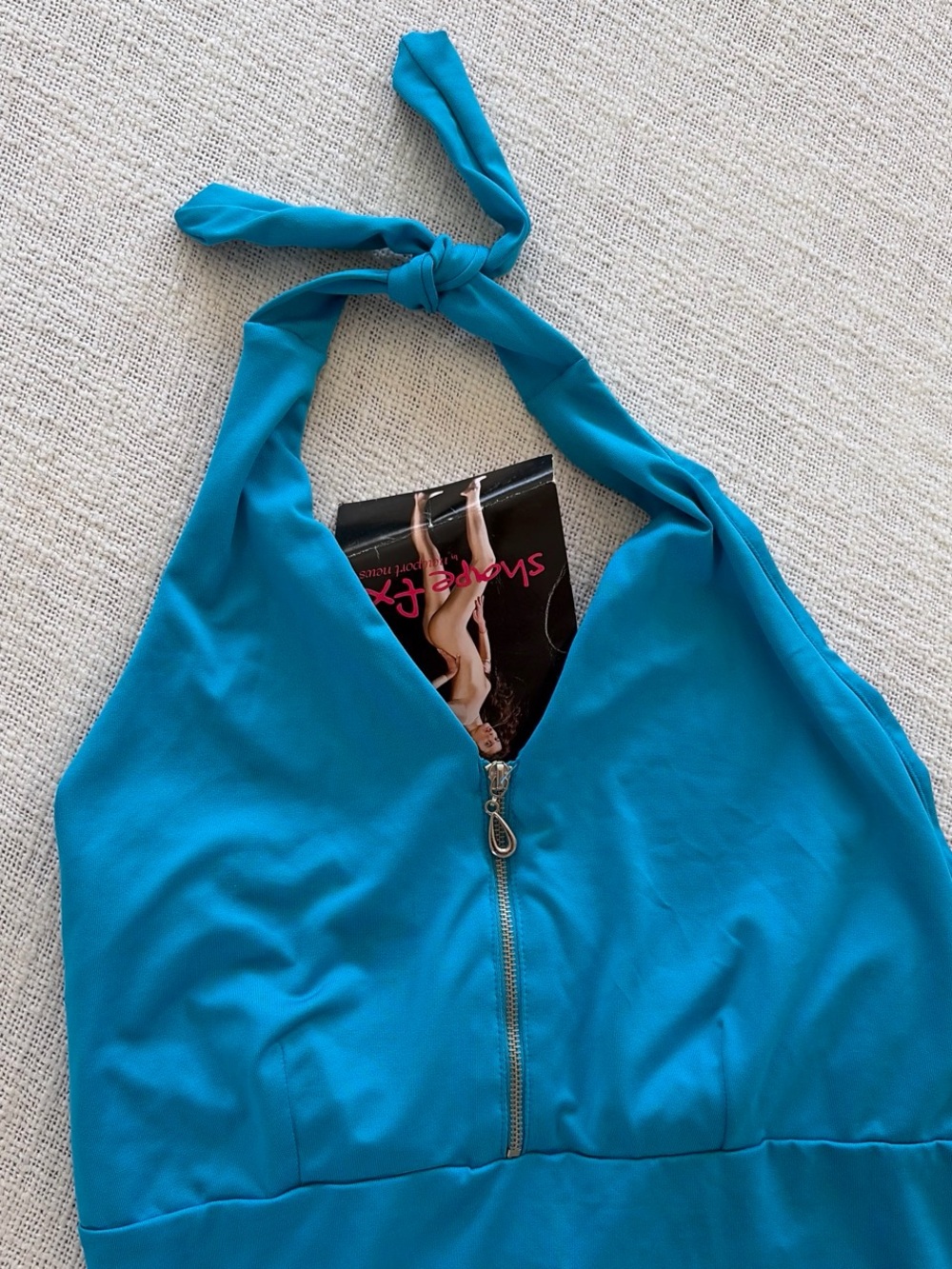Shape FX Teal Halter Top with Front Zip - Picture 1 of 5